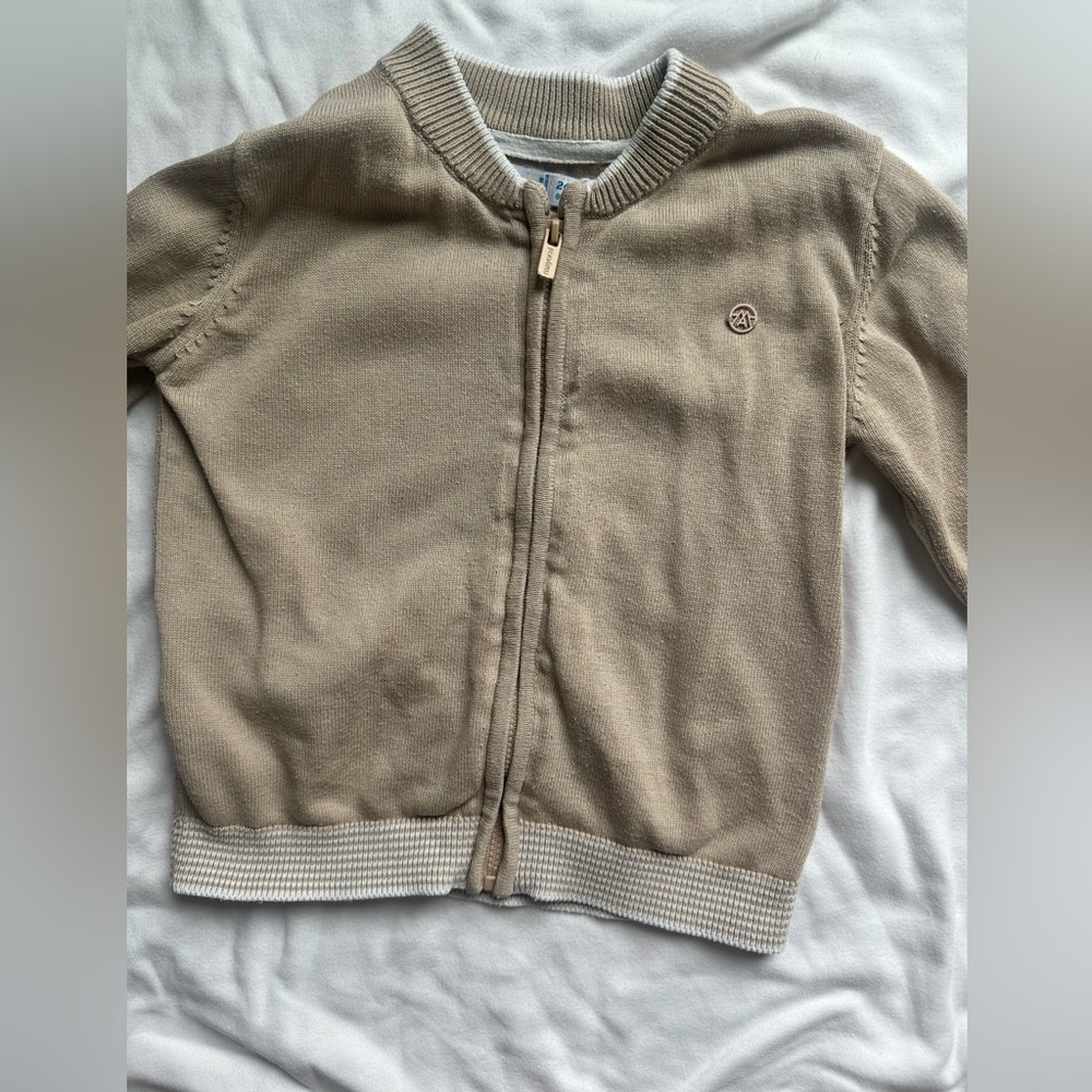 Mayoral Beige Kids Zip-Up Sweater
